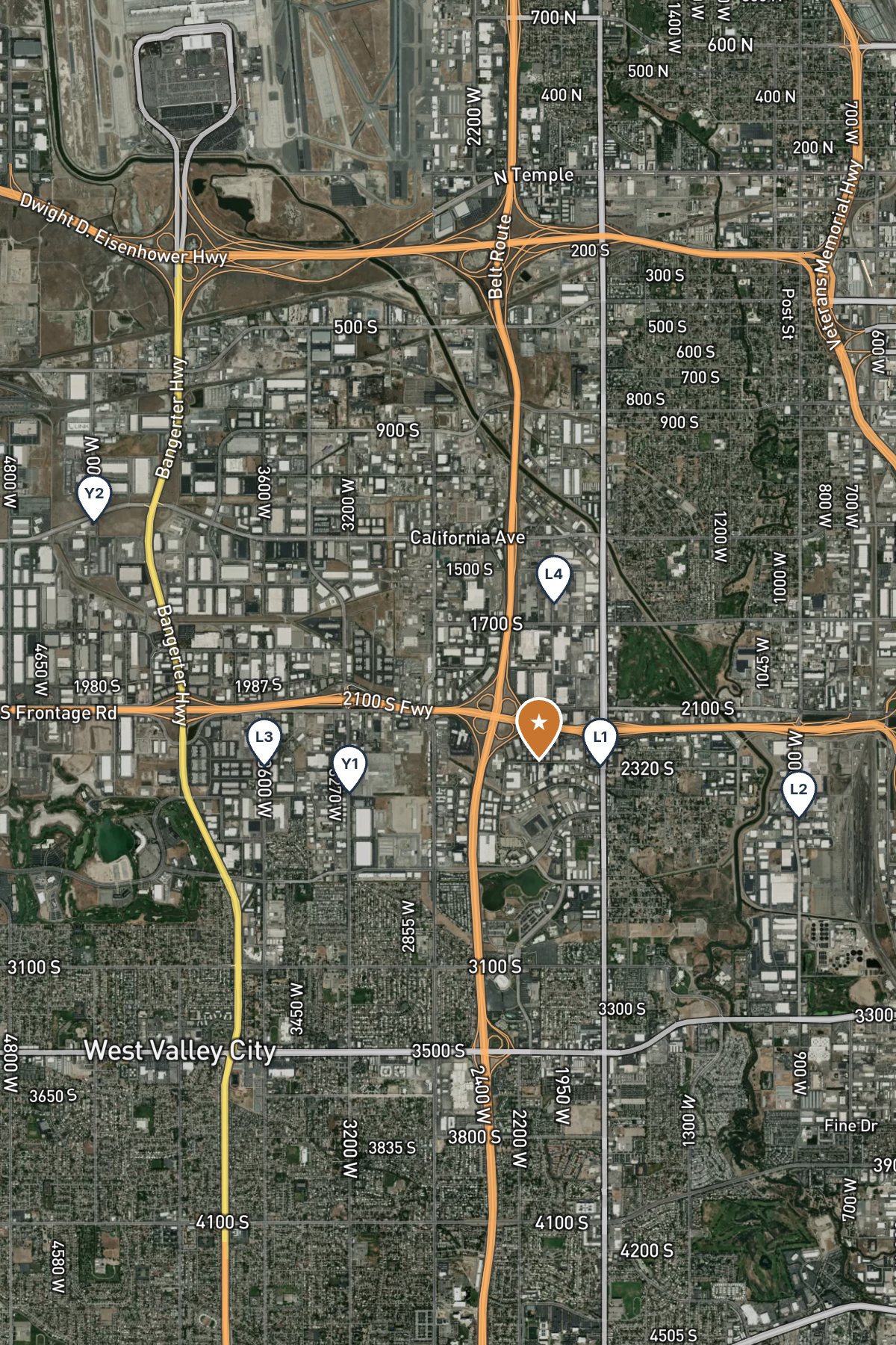 Map of the six lease comparables and the property